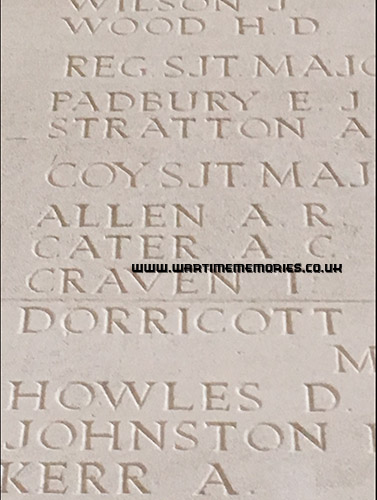 CSM Arthur Cecil Cater on the Thiepval Memorial